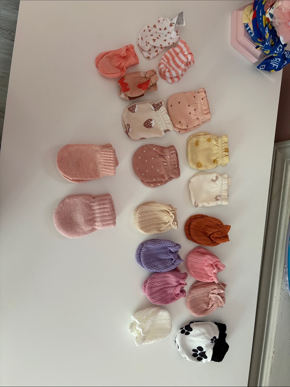 Baby Girls' Assorted Pink and Pastel Mittens - Soft Knit & Cotton